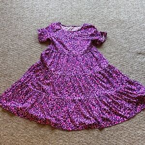 Pink Leopard Print Tiered Dress